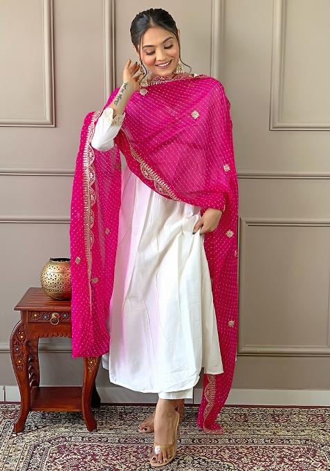 Pink Embroidery Silk Kurta Set