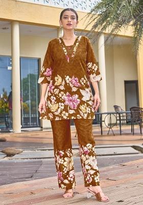 Musterd Printed Cotton Blended Kurta Set