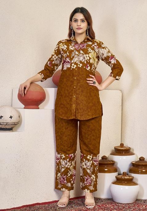 Musterd Printed Cotton Blended Kurta Set