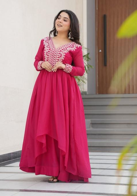 Pink Embroidery Georgette Salwar Kameez