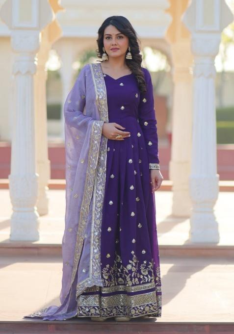 Blue Embroidery Georgette Salwar Kameez