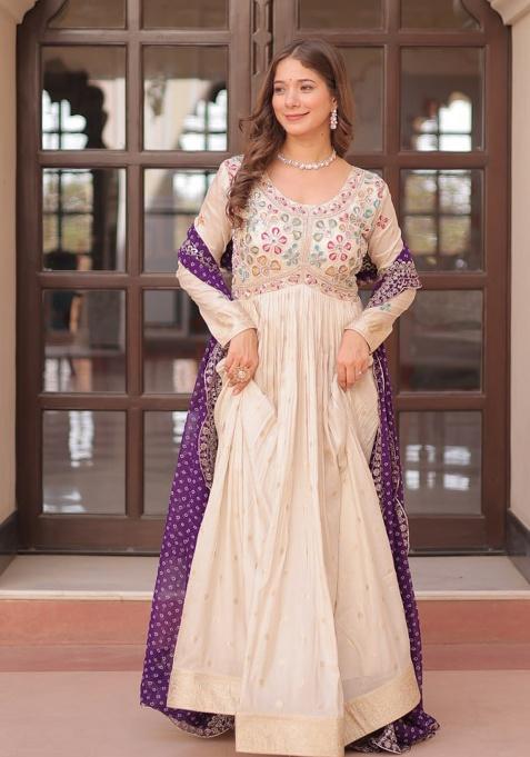 Off White Embroidery Cosmos Salwar Kameez