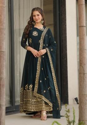 Rama Blue Embroidery Faux Blooming Salwar Kameez