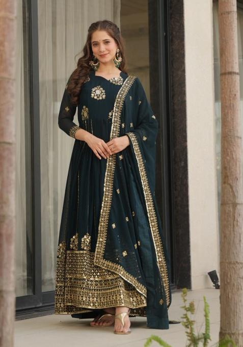 Rama Blue Embroidery Faux Blooming Salwar Kameez