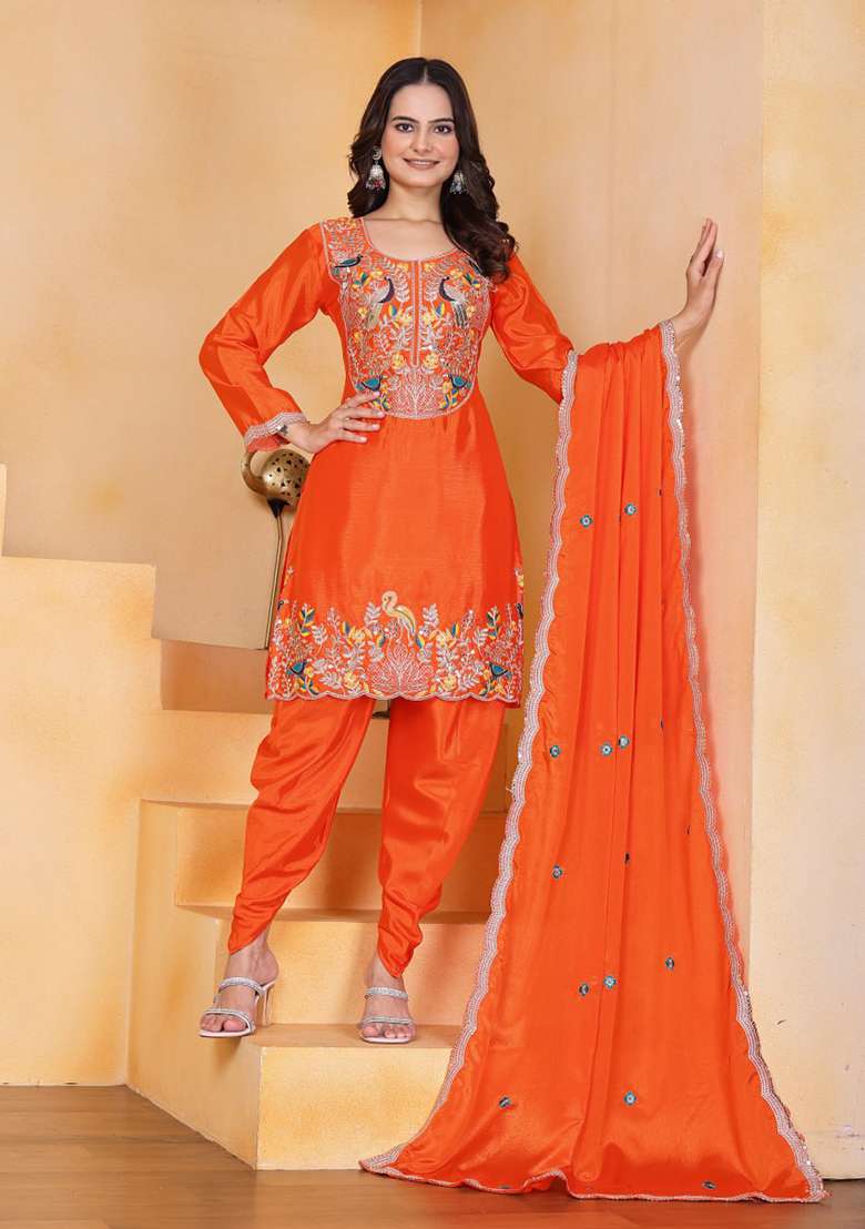 Fenta Embroidered Chinon Punjabi Suit - Indya