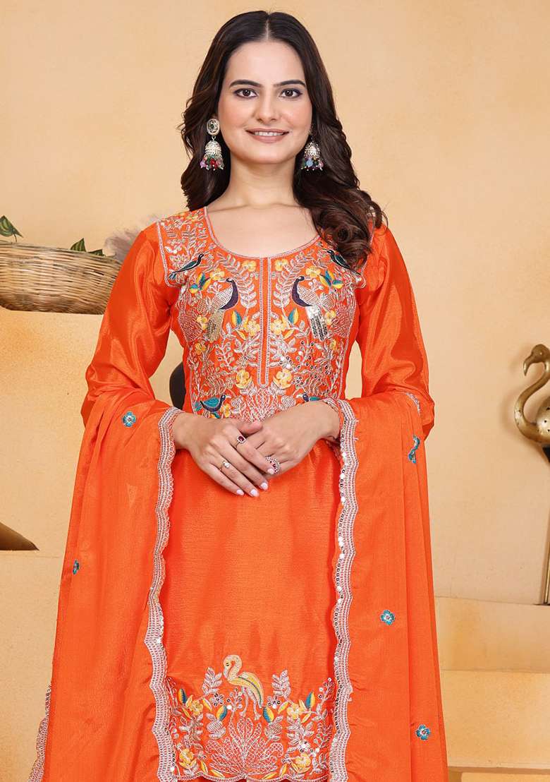 Fenta Embroidered Chinon Punjabi Suit - Indya