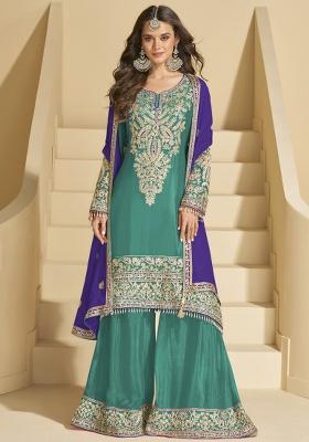 Green Embroidered Silk Kurta Set
