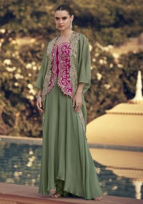 Pink Embroidered Silk Kurta Set