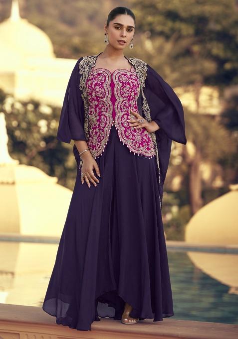 Pink Embroidered Silk Kurta Set