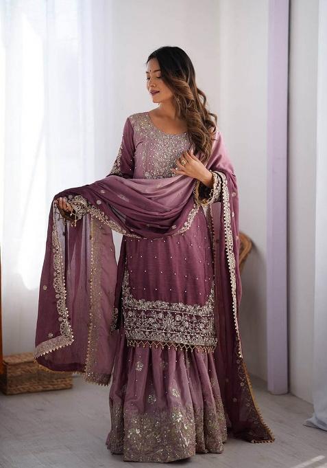 Multicolour Motif Silk Kurta Set