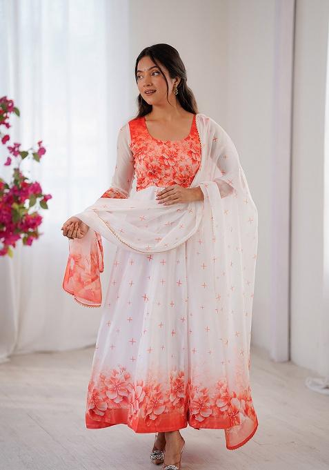 Multicolour Motif Silk Kurta Set