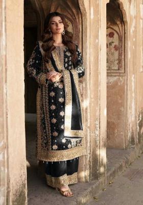 Black Motif Georgette Kurta Set