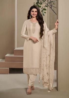 Ivory Embroidered Silk Kurta Set