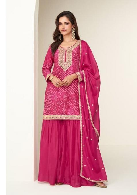 Pink Embroidered Silk Kurta Set