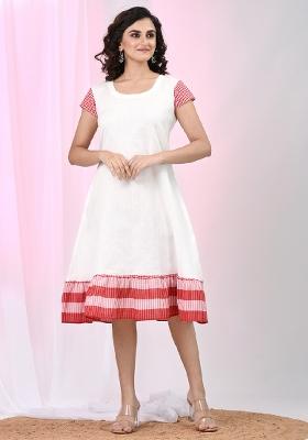 White Solid Cotton Dress