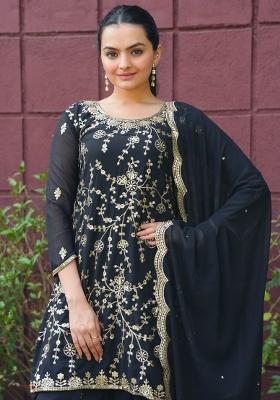Black Embroidery Georgette Salwar Suit