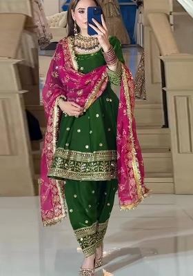 Pink  Embroidery Fendy Silk  Salwar Suit