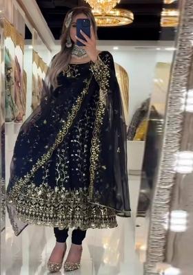 Black Embroidery Georgette Salwar Suit