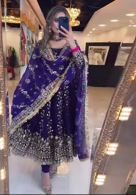 Blue Embroidery Georgette Salwar Suit