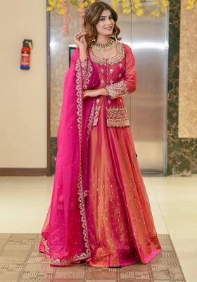 Pink Embroidery Simmer Silk Salwar Suit