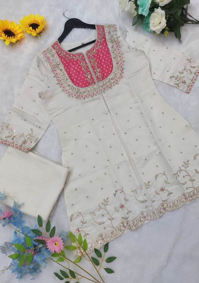 White Embroidered Cotton Co Ord Set - Indya
