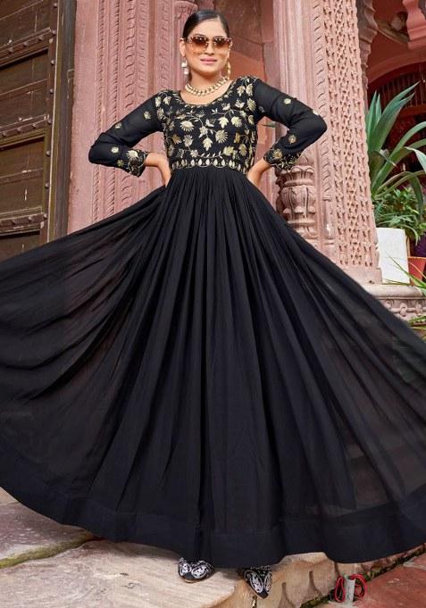 Black Embroidery Georgette Kurta Set