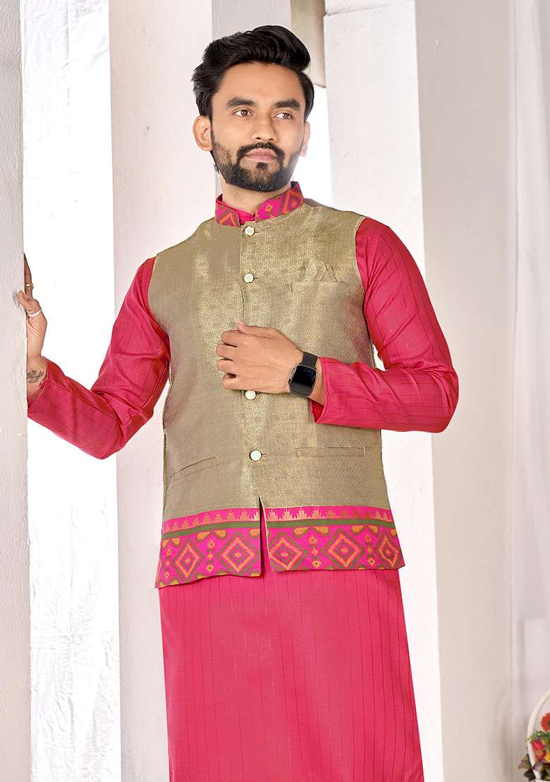 Pink Embroidered Cotton Kurta - Indya