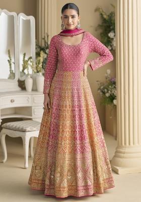 Pink Embroidery Georgette Kurta Set