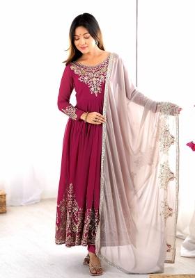Pink Motif Georgette Kurta Set