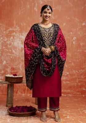 Pink Motif Viscose Rayon Kurta Set