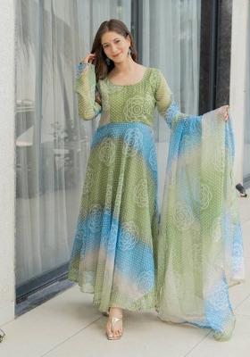 Multi Motif Soft Organza Kurta Set