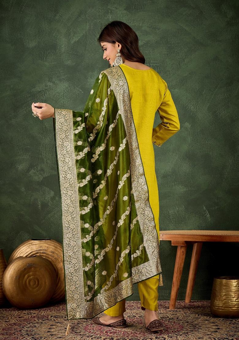 Lemon Motif Viscose Rayon Kurta Set - Indya