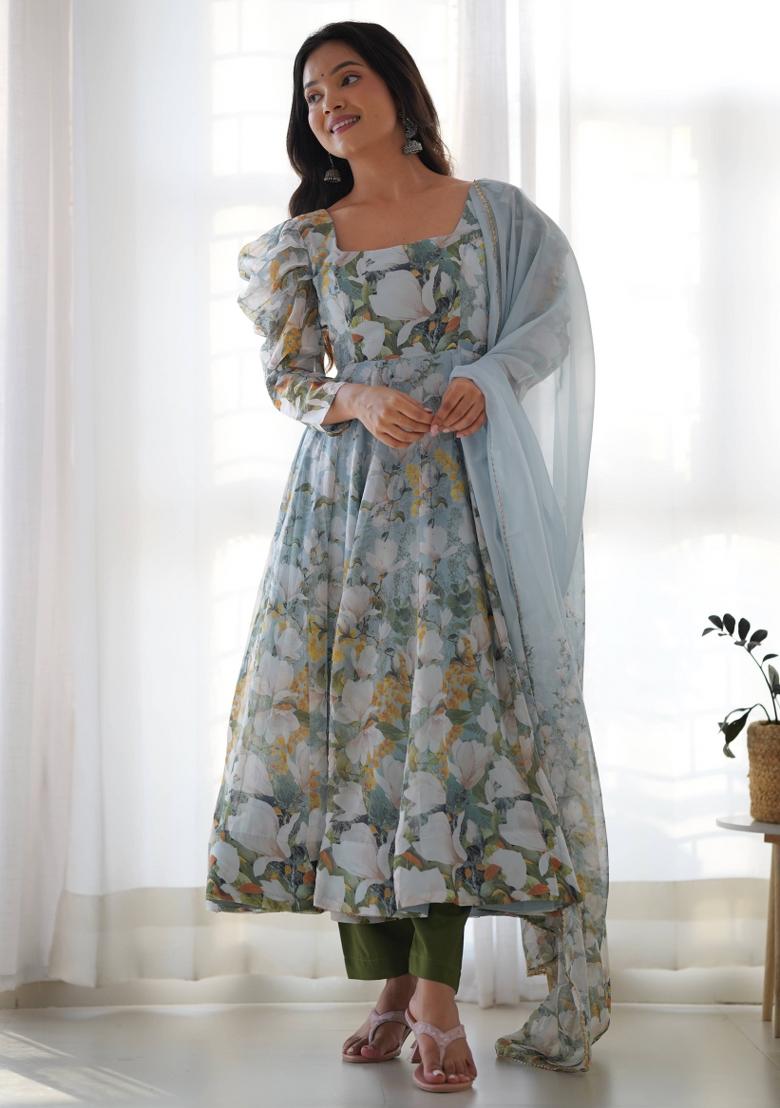Multi Motif Silk Kurta Set - Indya