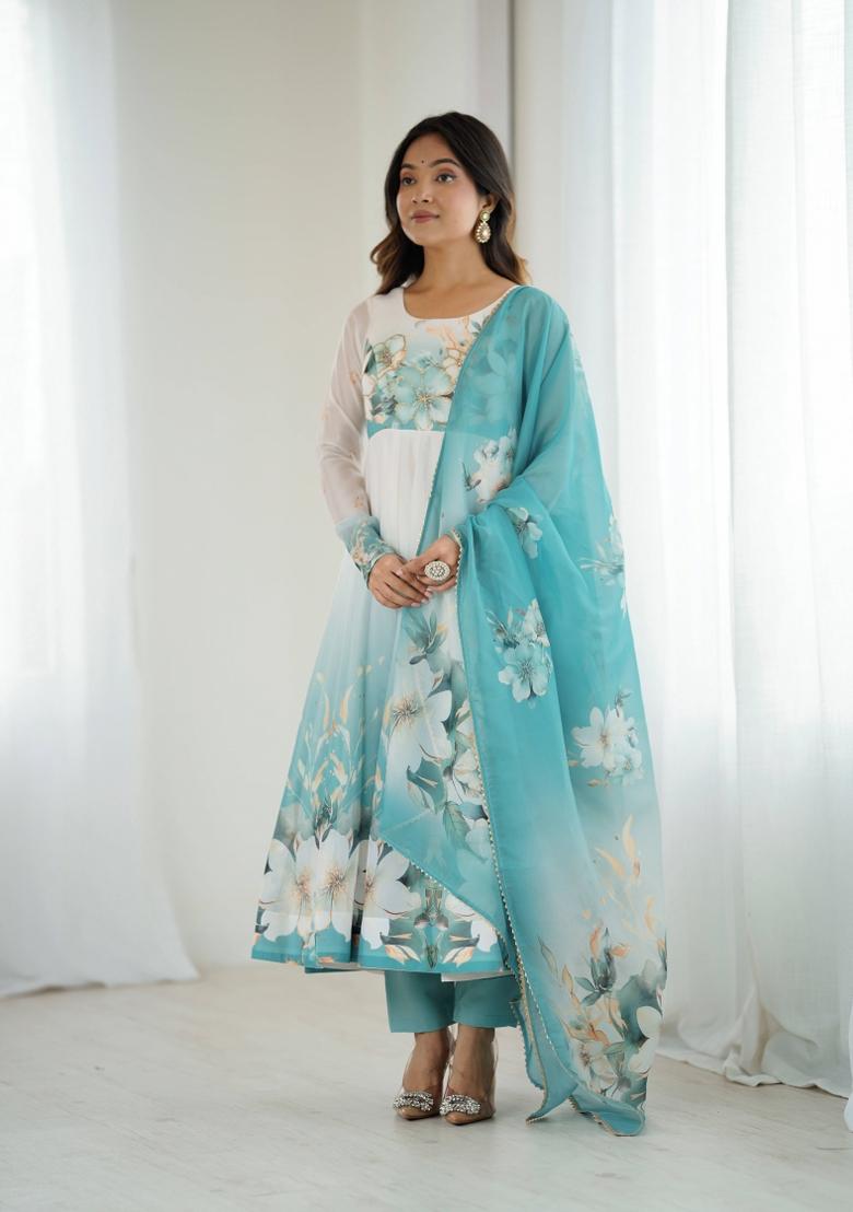 Multi Motif Silk Kurta Set - Indya
