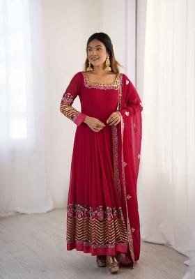 Pink Embroidery Georgette Kurta Set