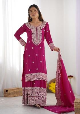 Pink Printed Chinon Salwar Suit