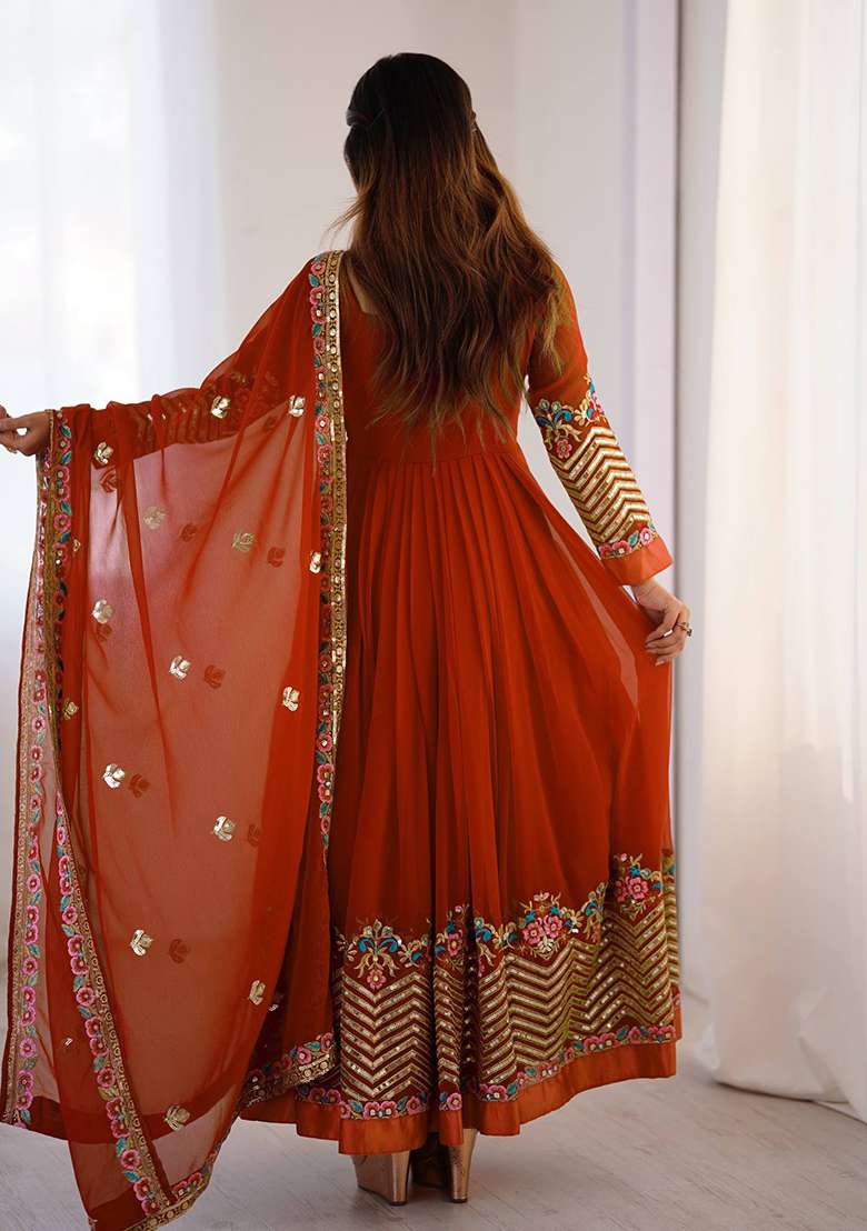Fenta Embroidered Georgette Anarkali Set - Indya