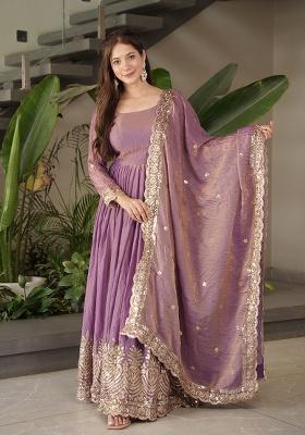 Onion Printed Silk Salwar Suit