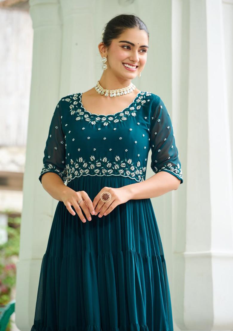 Rama Printed Georgette Gown Set - Indya