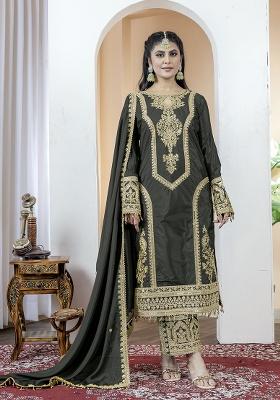 Black Printed Chinon Salwar Suit