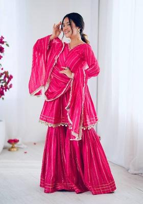 Ranipink Embroidered Mal Chanderi Kurta Set