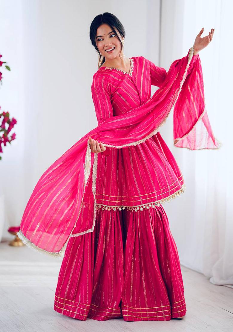 Ranipink Embroidered Mal Chanderi Kurta Set - Indya