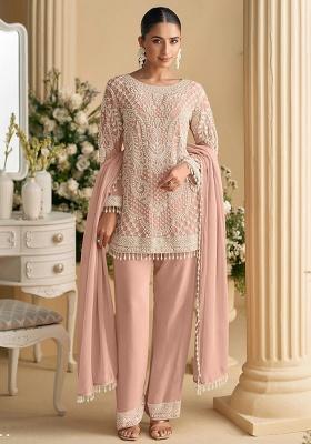 Purple Embroidered Silk Salwar Suit