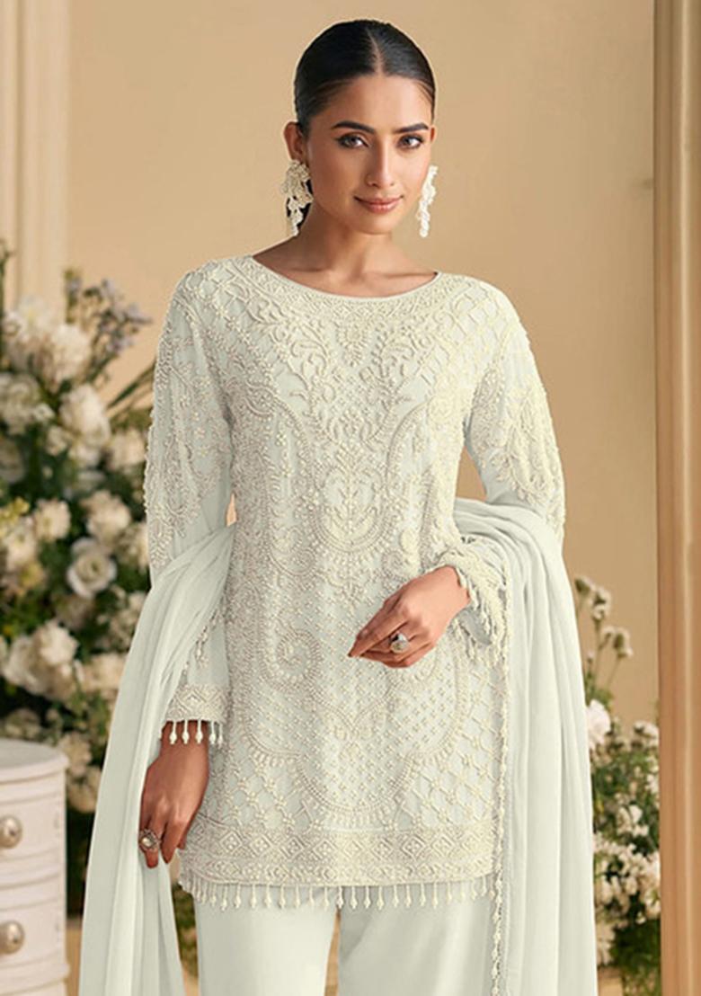 Wine Embroidered Silk Salwar Suit - Indya