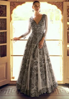 Light Grey Embroidered Viscose Kurta