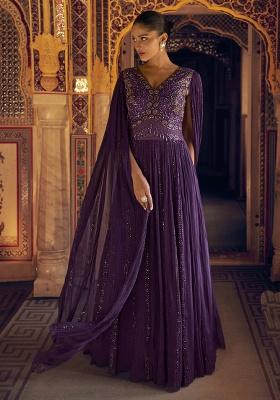 Violet Embroidered Viscose Kurta