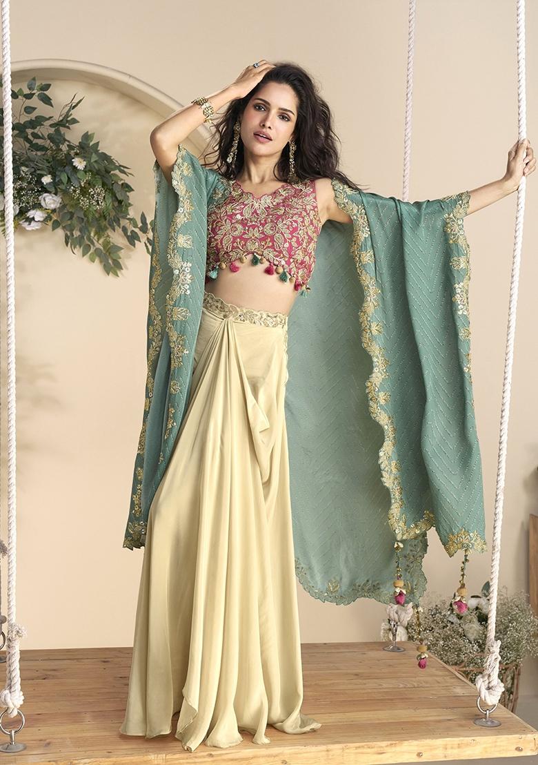 Maroon Embroidery Silk Kurta Set - Indya