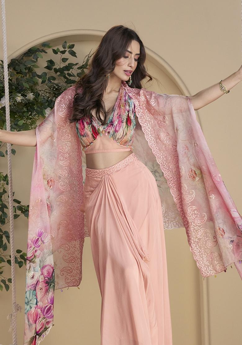 Multicolor Embroidery Silk Kurta Set - Indya