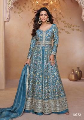 Blue Embroidery Shimmer Anarkali Set