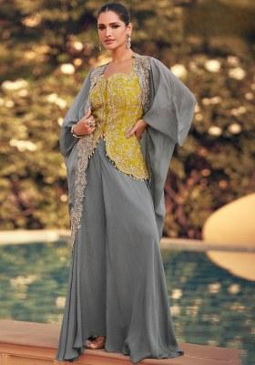 Yellow Embroidery Silk Kurta Set